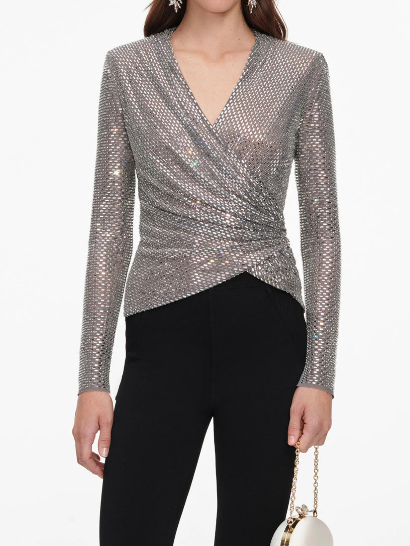 Top in rete con strass
