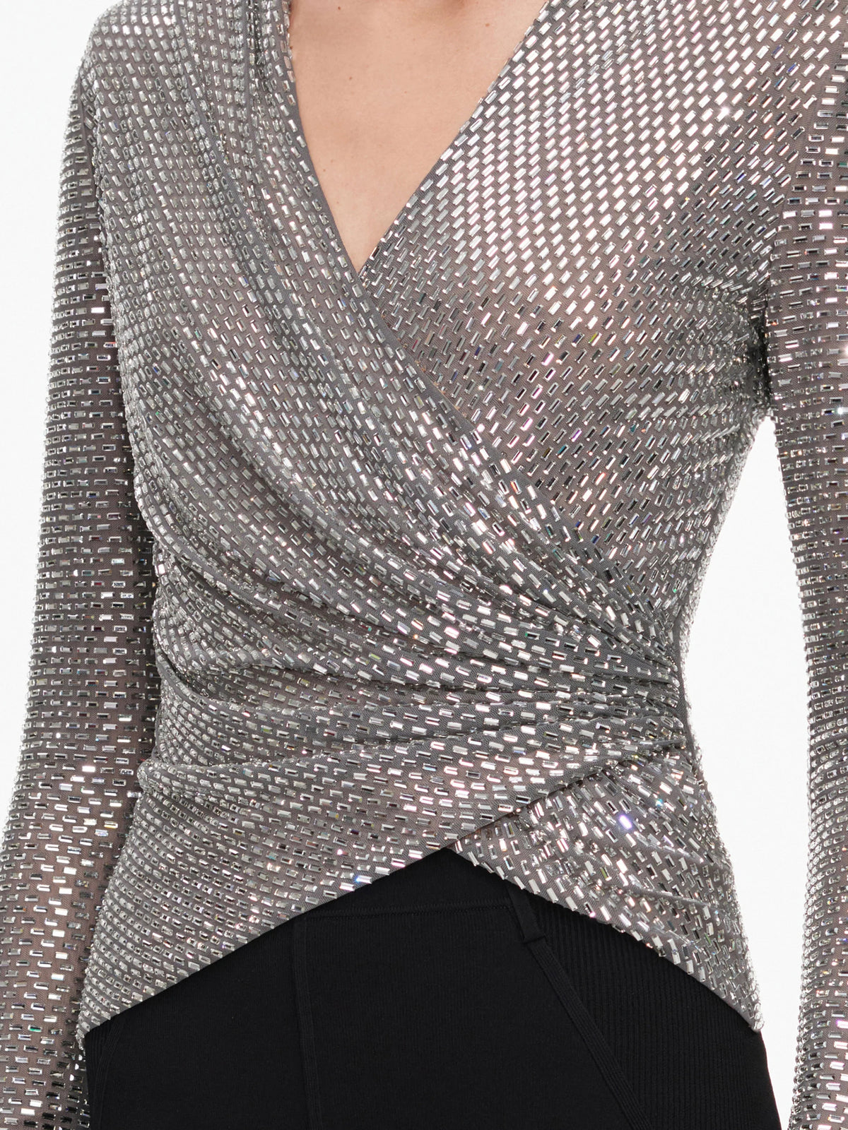 Top in rete con strass