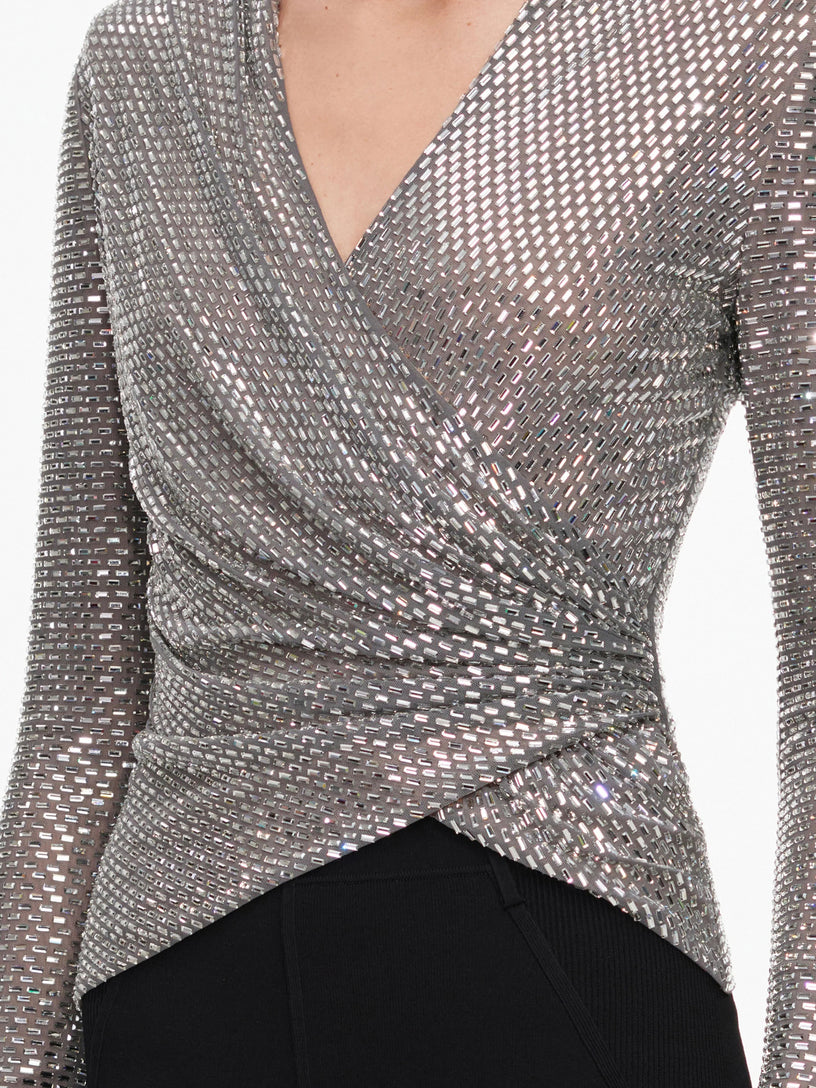 Top in rete con strass