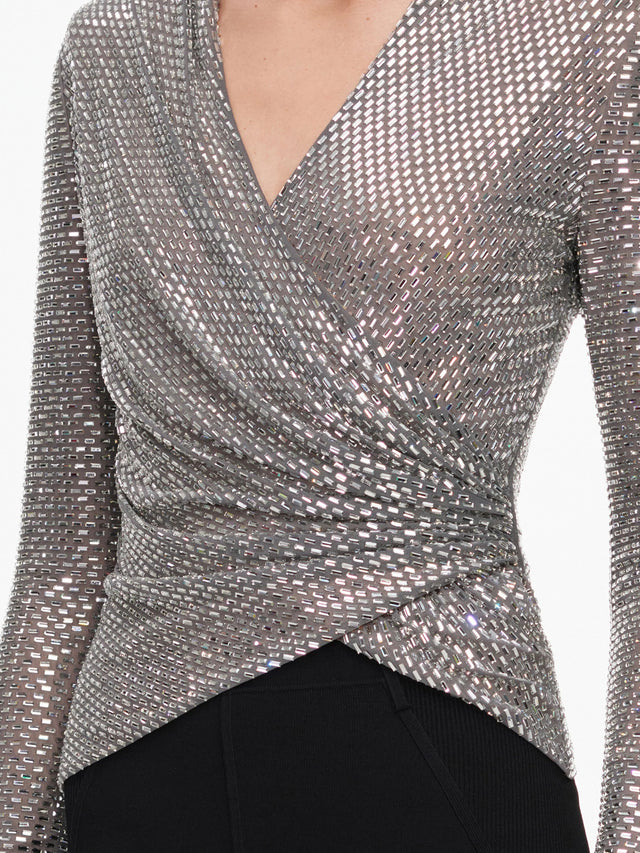 Top in rete con strass