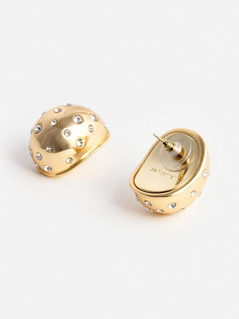Orecchini curvi in oro con cristalli