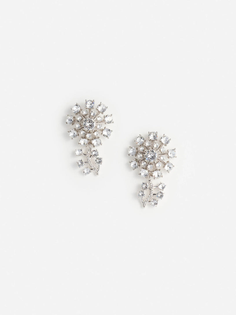 Orecchini a forma di fiore in argento con cristalli