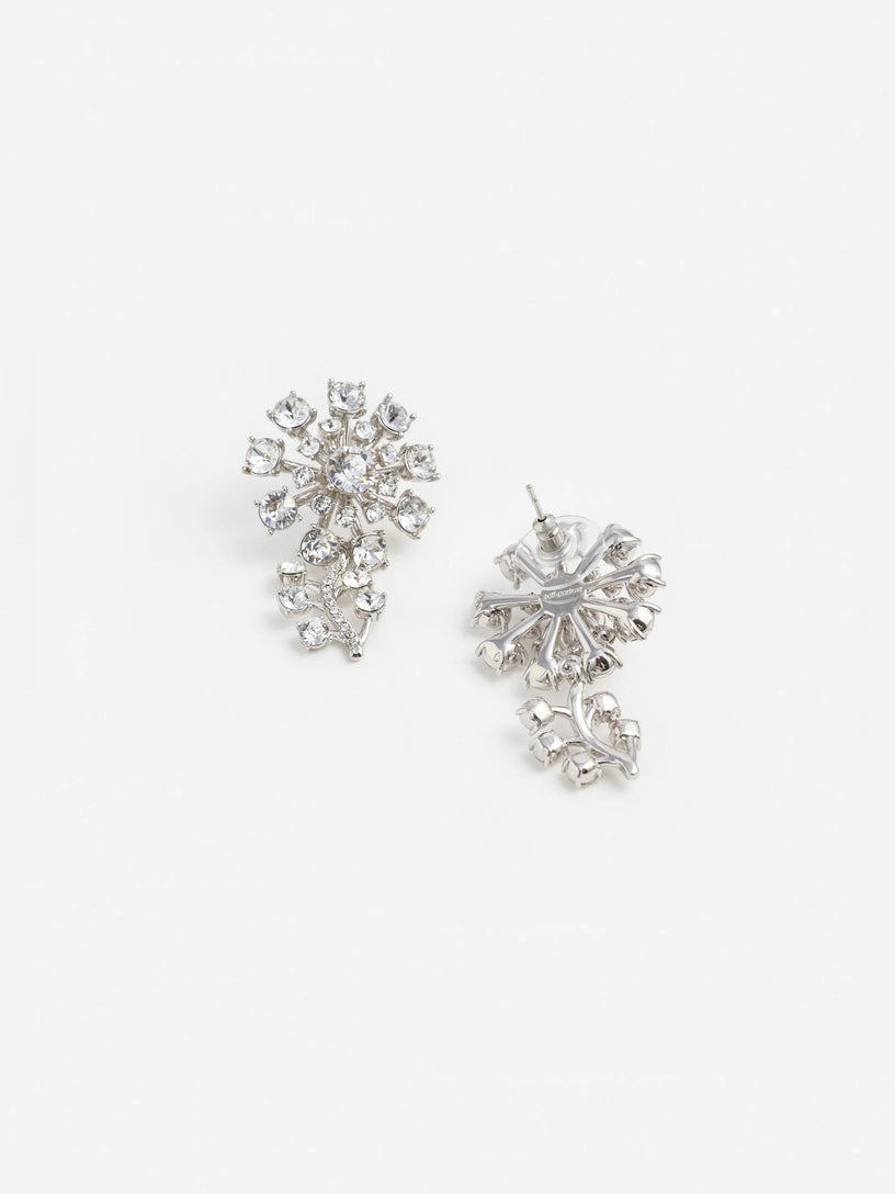Orecchini a forma di fiore in argento con cristalli