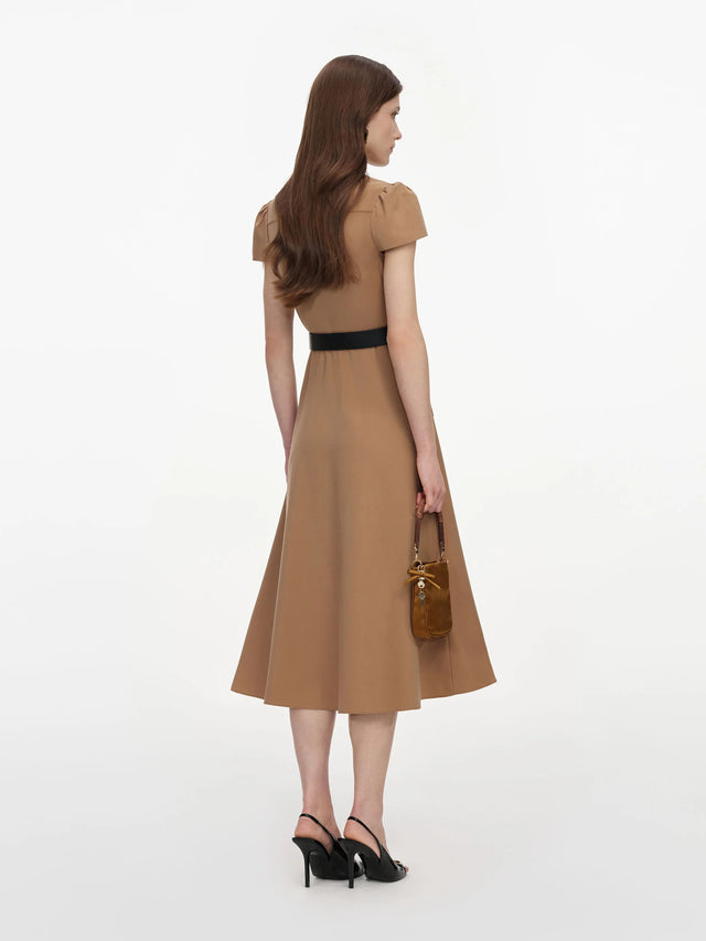 Abito midi in twill con cintura