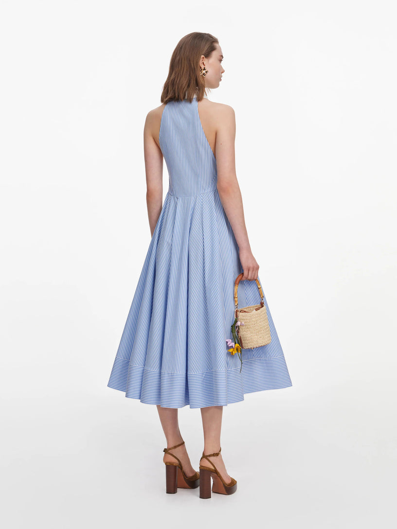 Abito midi in cotone a righe