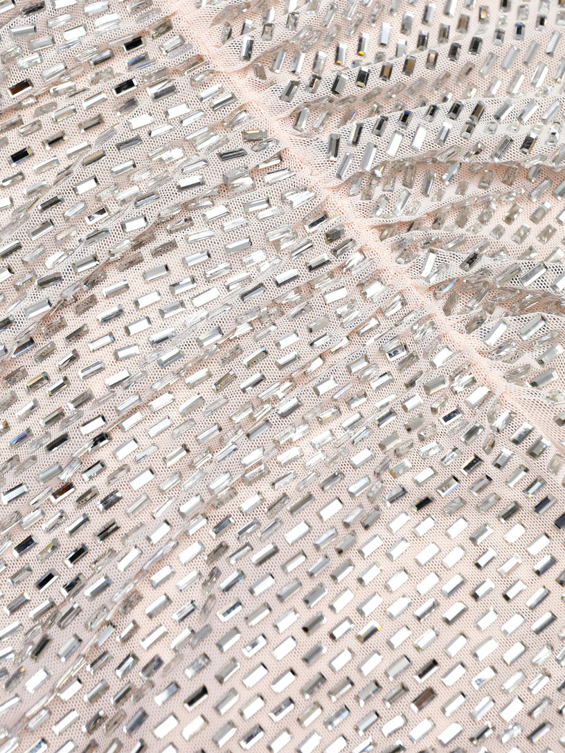 Mini abito drappeggiato con strass argentati