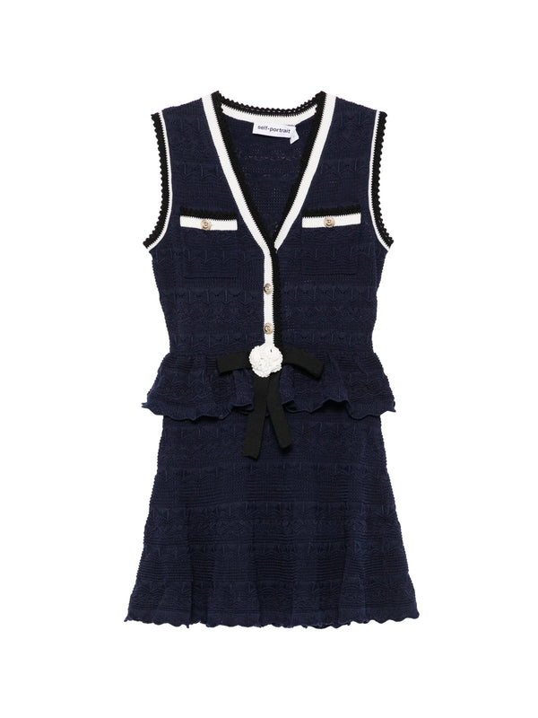 Peplum Pointelle Knit Mini Dress