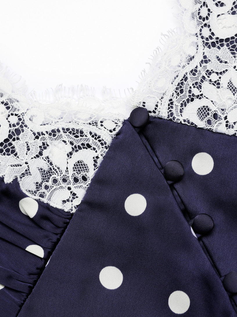 Abito midi in raso a pois