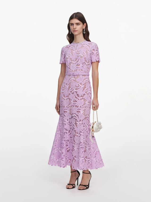Abito midi in pizzo