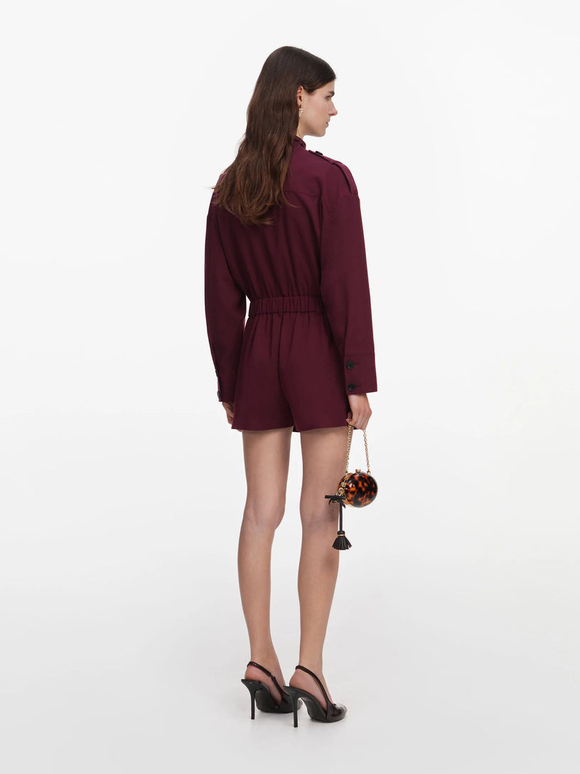 Tutina corta in twill con fiocco al collo