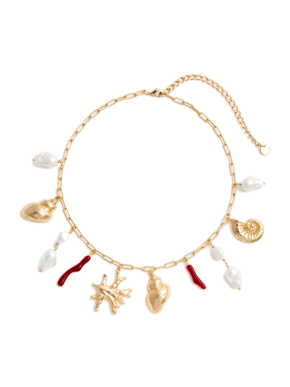 Collana con ciondolo in perla di corallo dorato