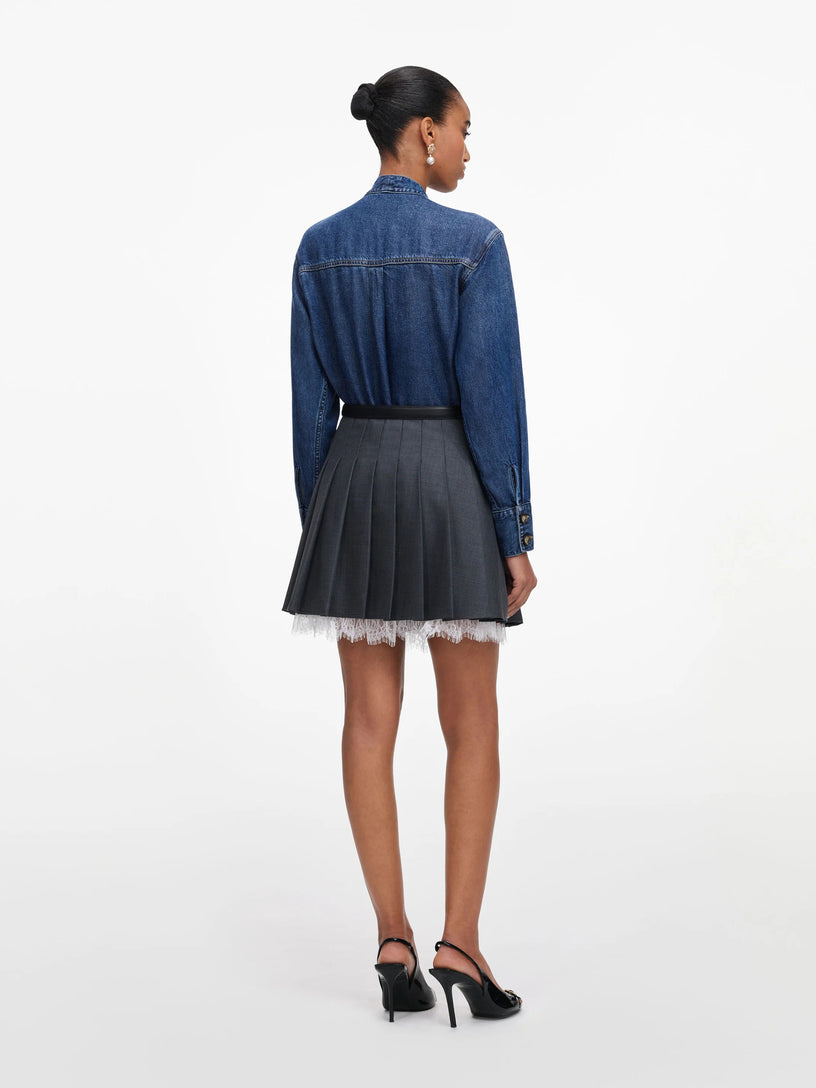 Camicia in denim con laccetti al collo