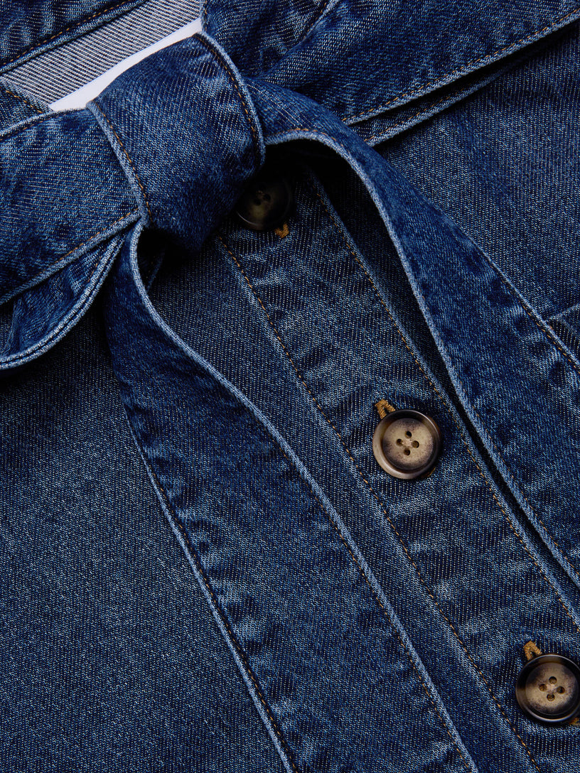 Camicia in denim con laccetti al collo