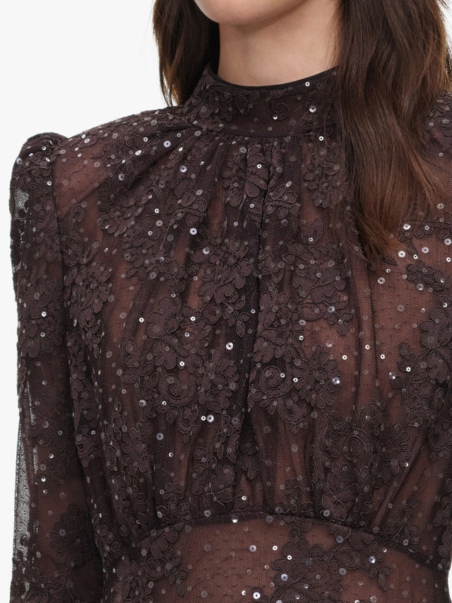 Sequin Lace Maxi Dress