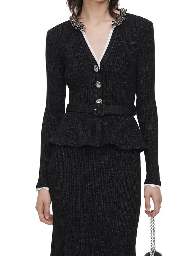 Lurex Rib Knit Midi Dress