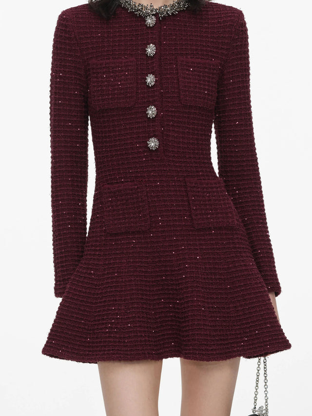 Knit Embellished Mini Dress