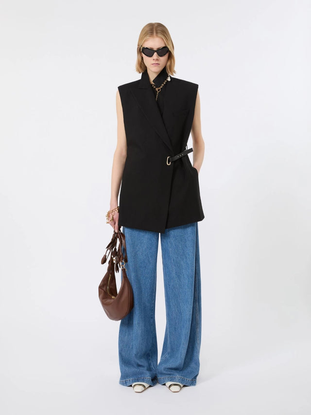 Blazer smanicato in viscosa stretch