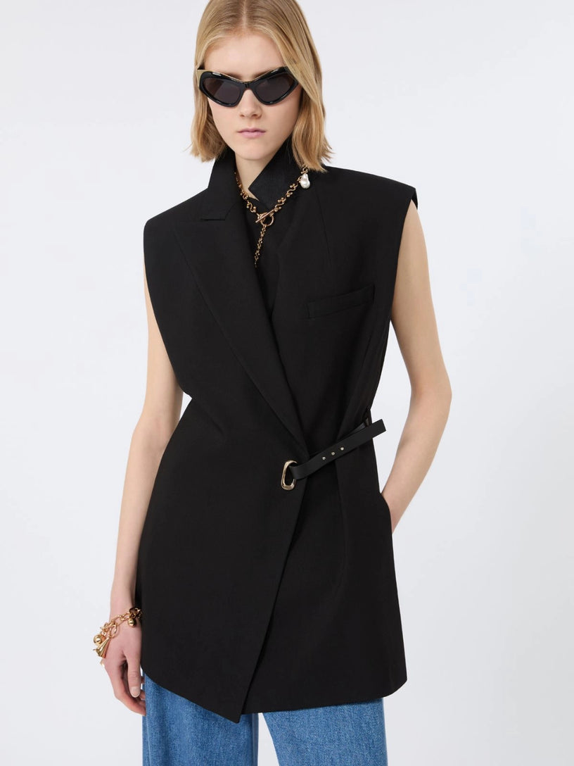 Blazer smanicato in viscosa stretch