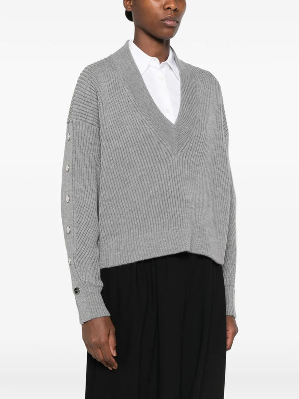 Fuxia oversized wool sweater with buttons