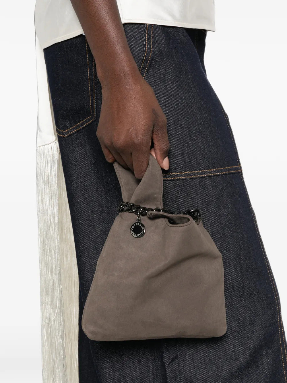 Falabella Borsa da polso in pelle scamosciata
