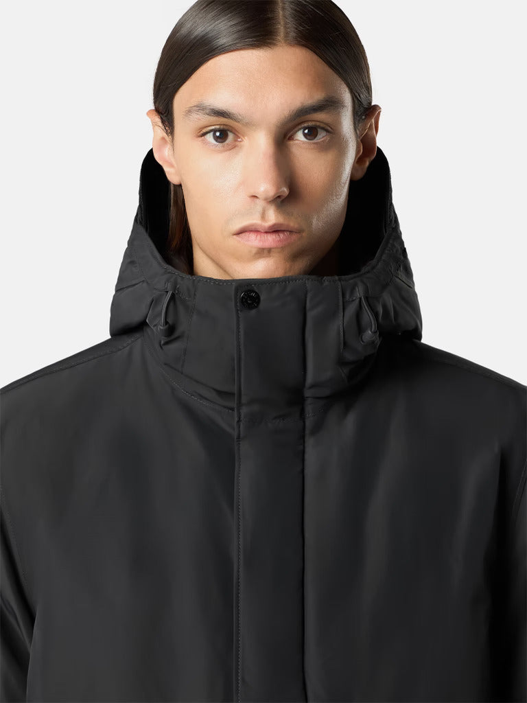 Piumino con cappuccio micro reps