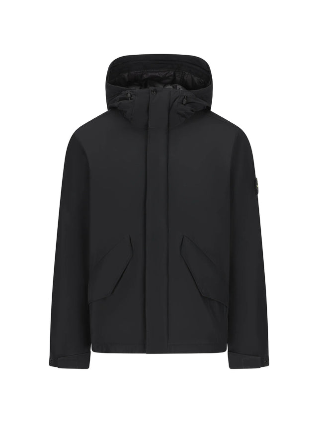 Piumino con cappuccio micro reps