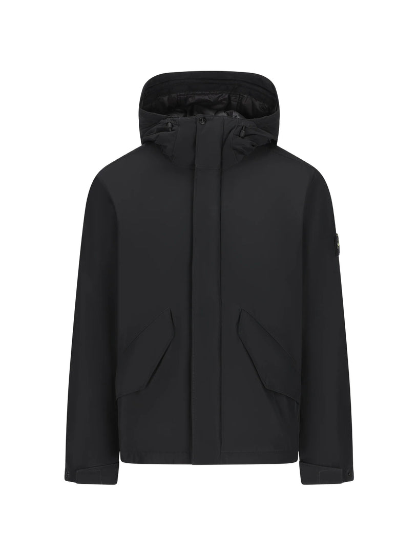 Piumino con cappuccio micro reps