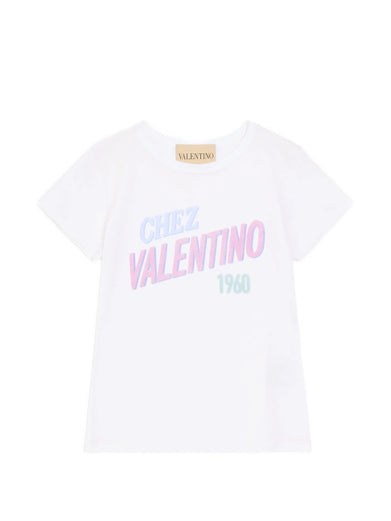 T-Shirt In Jersey Di Cotone Stampa Chez Valentino 1960