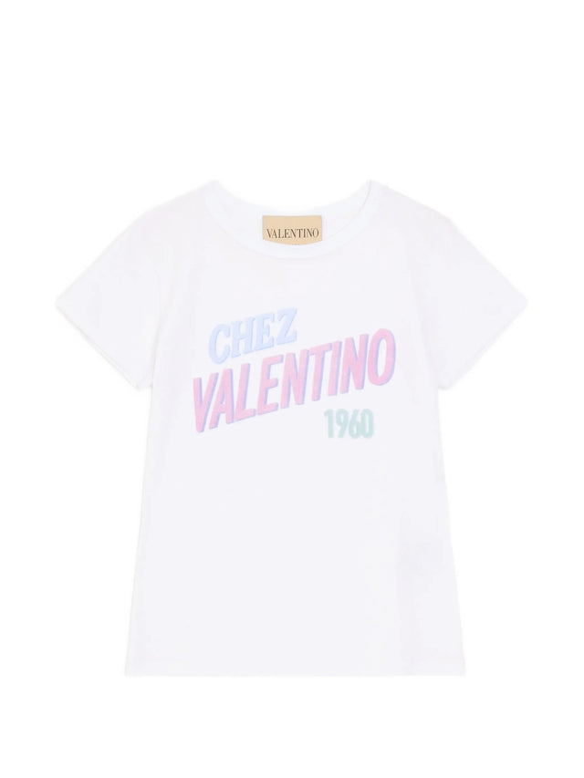 T-Shirt In Jersey Di Cotone Stampa Chez Valentino 1960