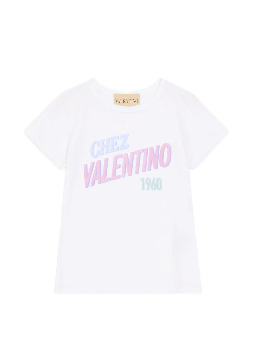 T-Shirt In Jersey Di Cotone Stampa Chez Valentino 1960