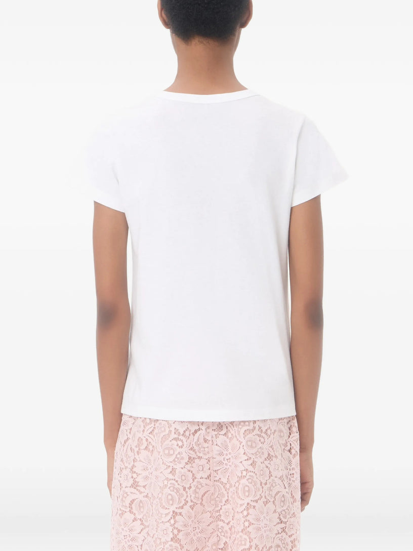 T-Shirt In Jersey Di Cotone Stampa Chez Valentino 1960