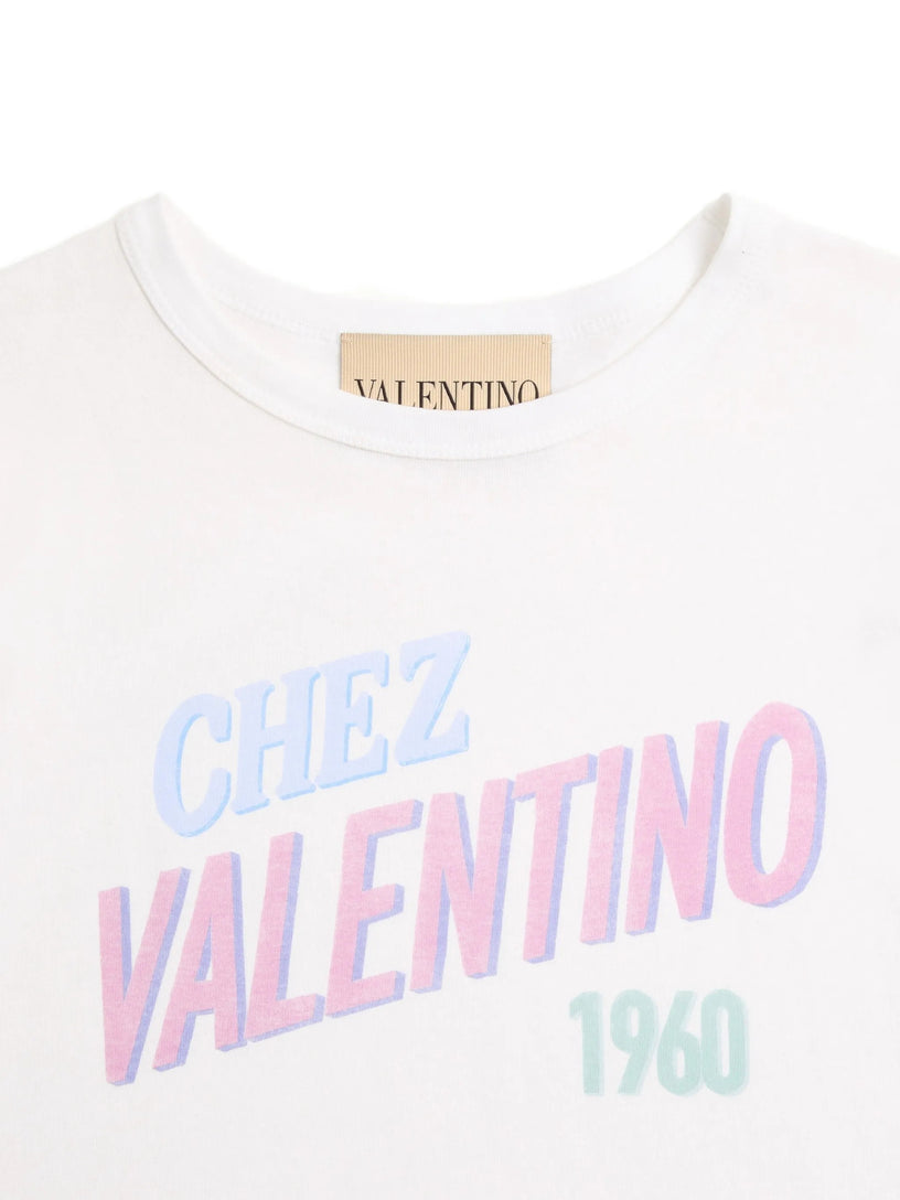 T-Shirt In Jersey Di Cotone Stampa Chez Valentino 1960