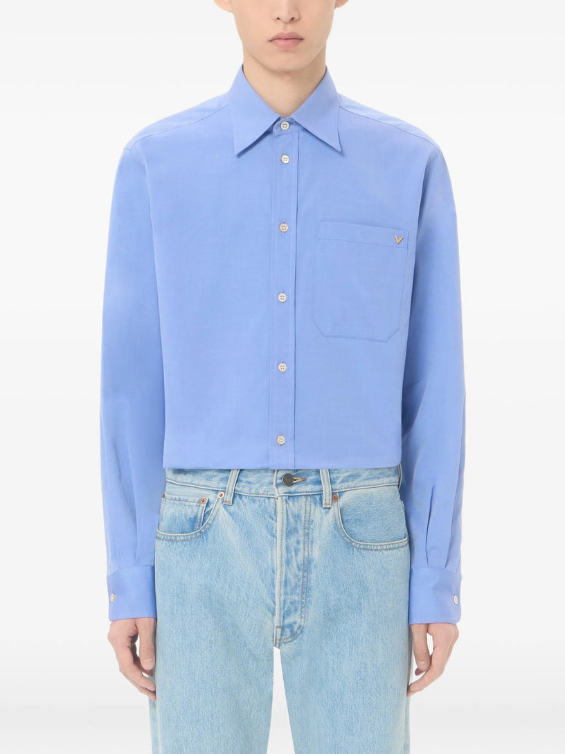 Camicia Valentino In Oxford Di Cotone Leggero Con Vgold