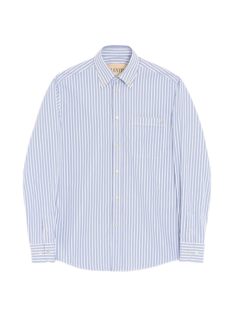Camicia Valentino in popeline di cotone con VGold a righe