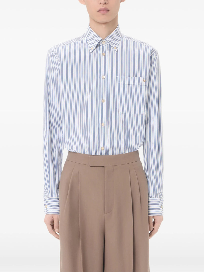 Camicia Valentino in popeline di cotone con VGold a righe
