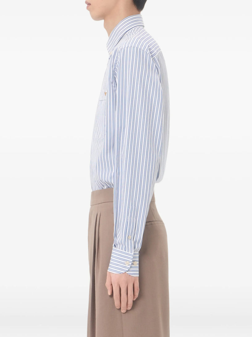 Camicia Valentino in popeline di cotone con VGold a righe