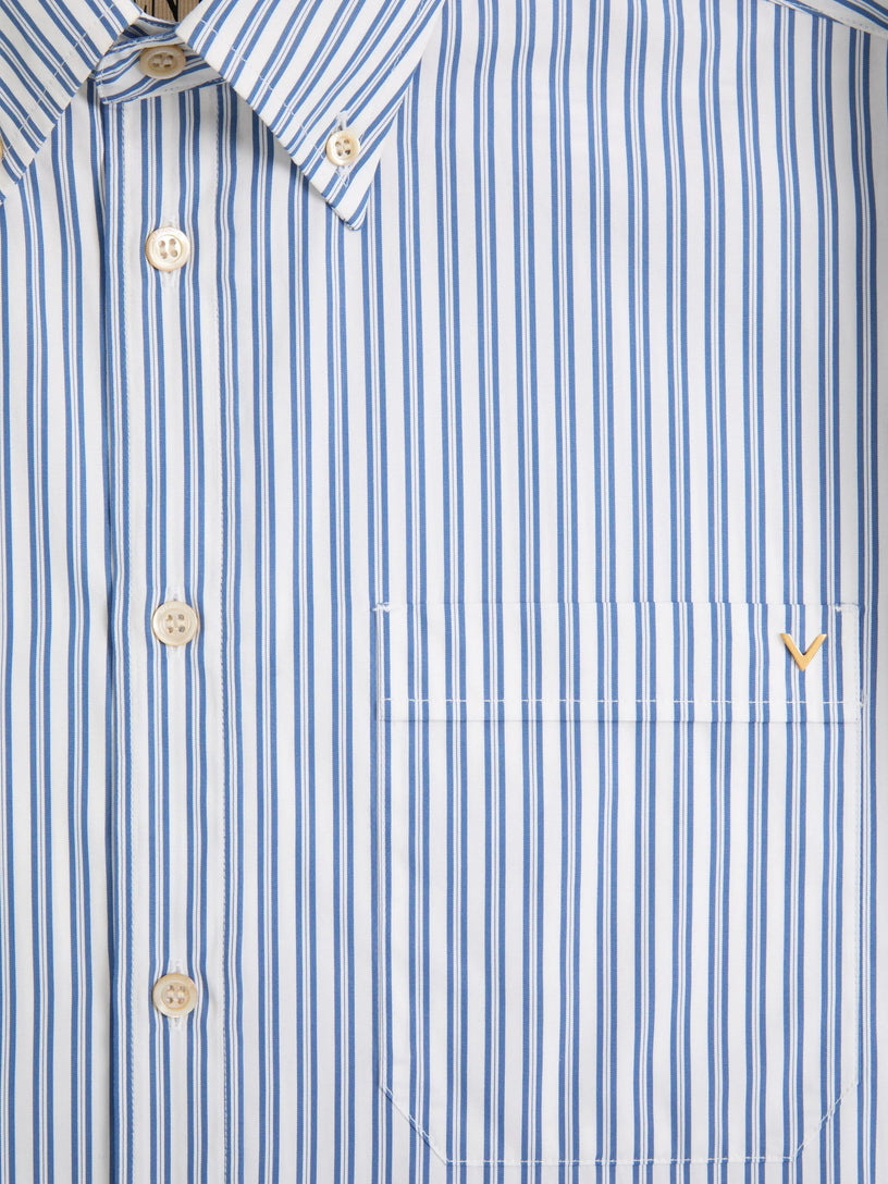 Camicia Valentino in popeline di cotone con VGold a righe