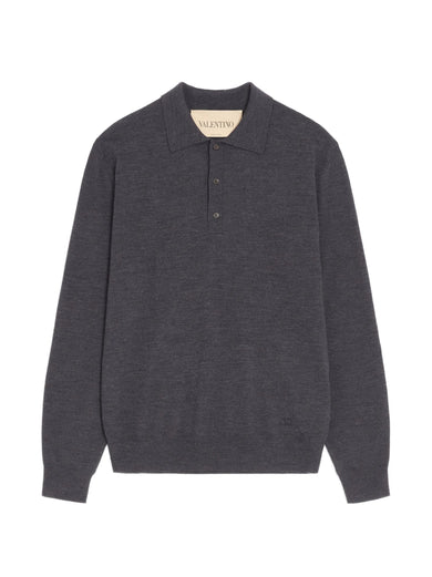 Polo in lana con ricamo VLogo
