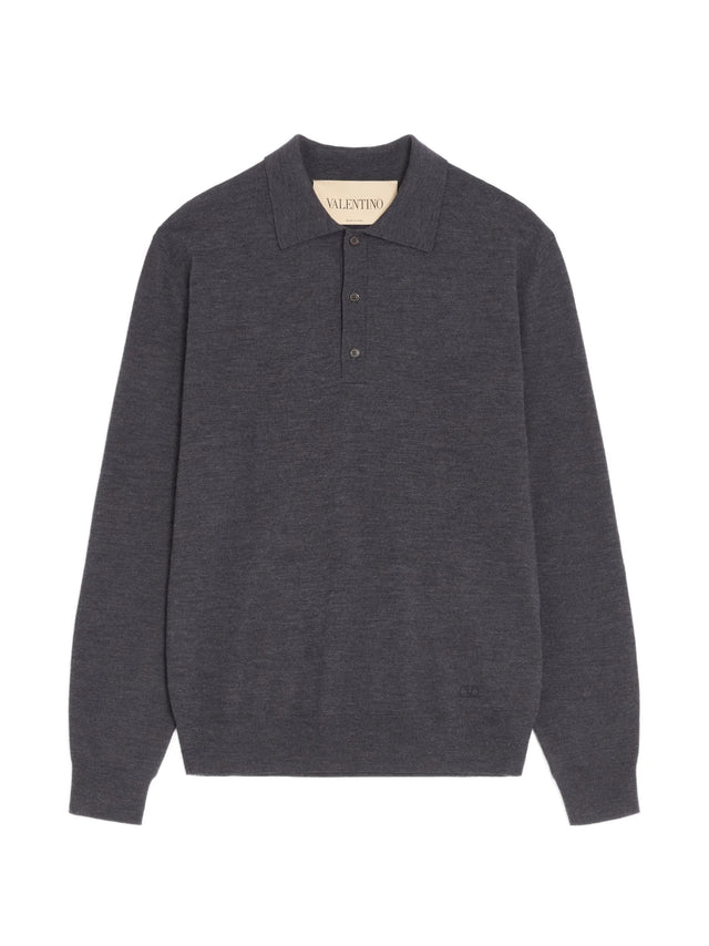 Polo in lana con ricamo VLogo