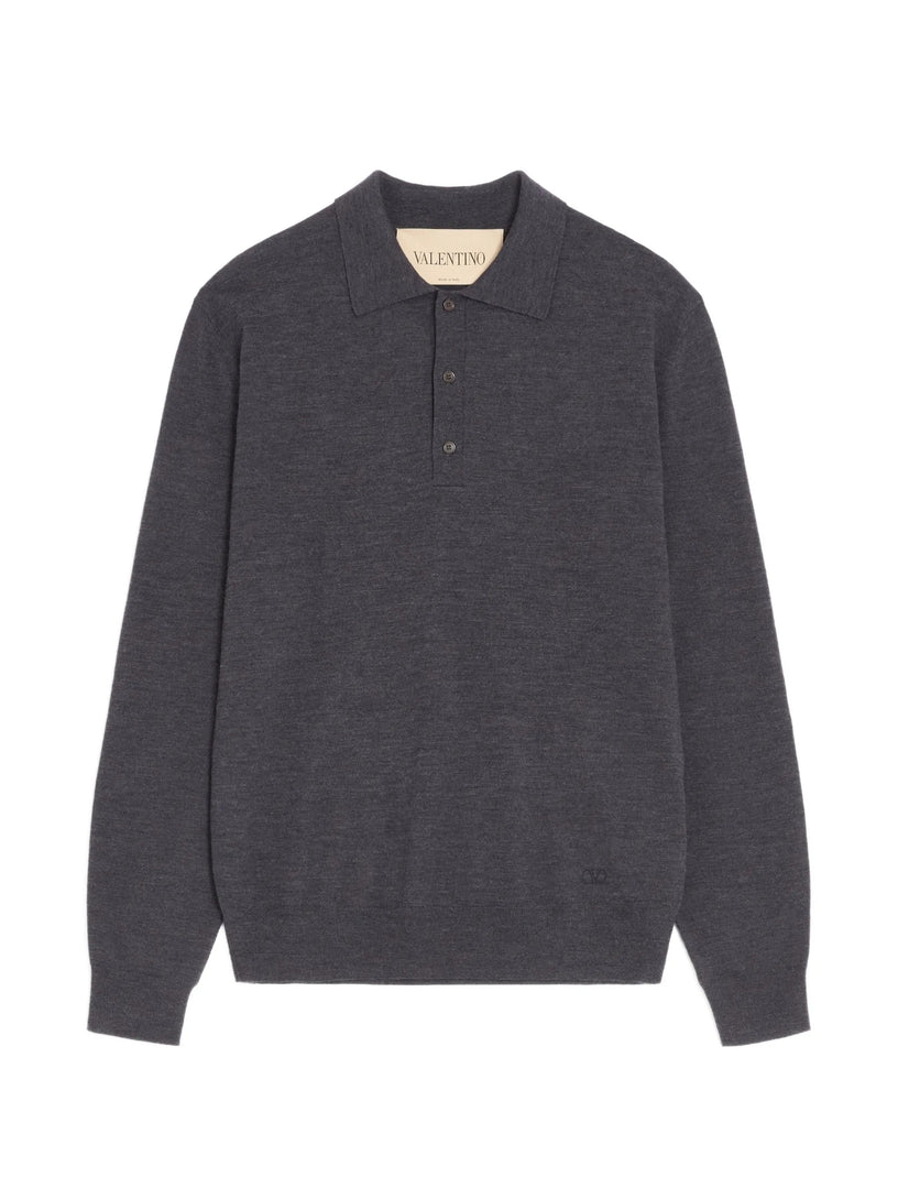 Polo in lana con ricamo VLogo