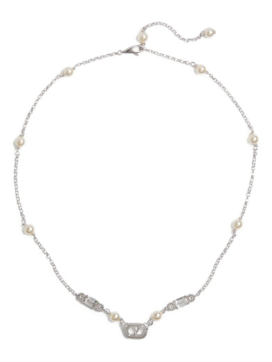 Collana ovalette in metallo, perle e cristalli Swarovski®