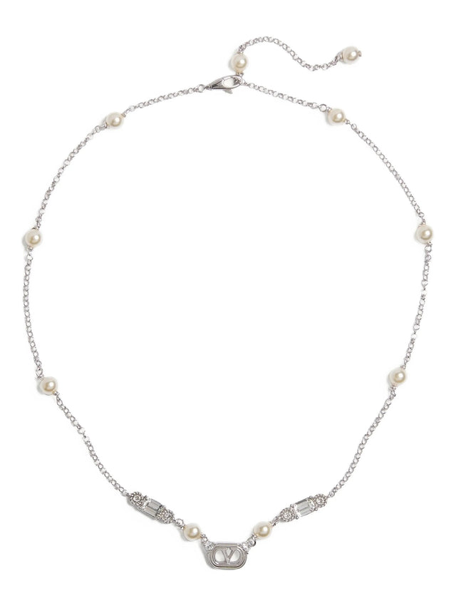 Collana ovalette in metallo, perle e cristalli Swarovski®