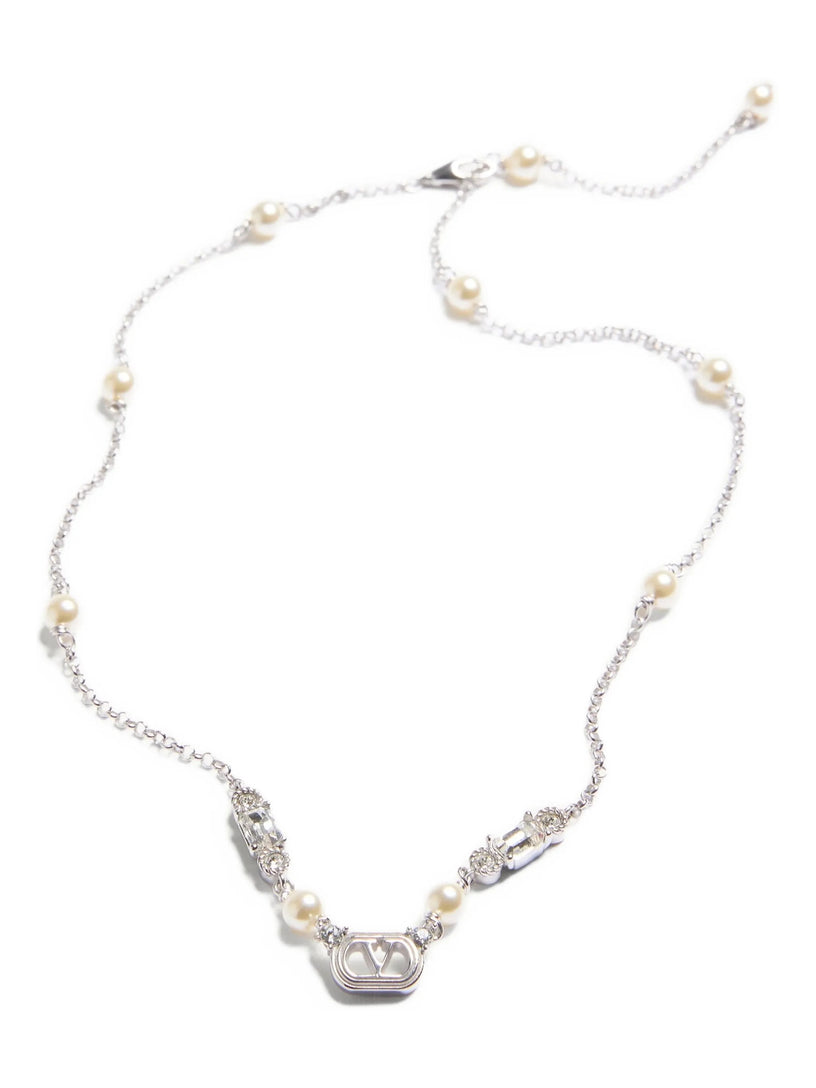 Collana ovalette in metallo, perle e cristalli Swarovski®