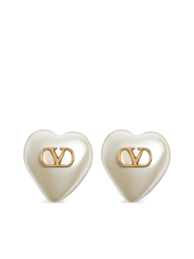 Orecchini VLogo signature in metallo e perle