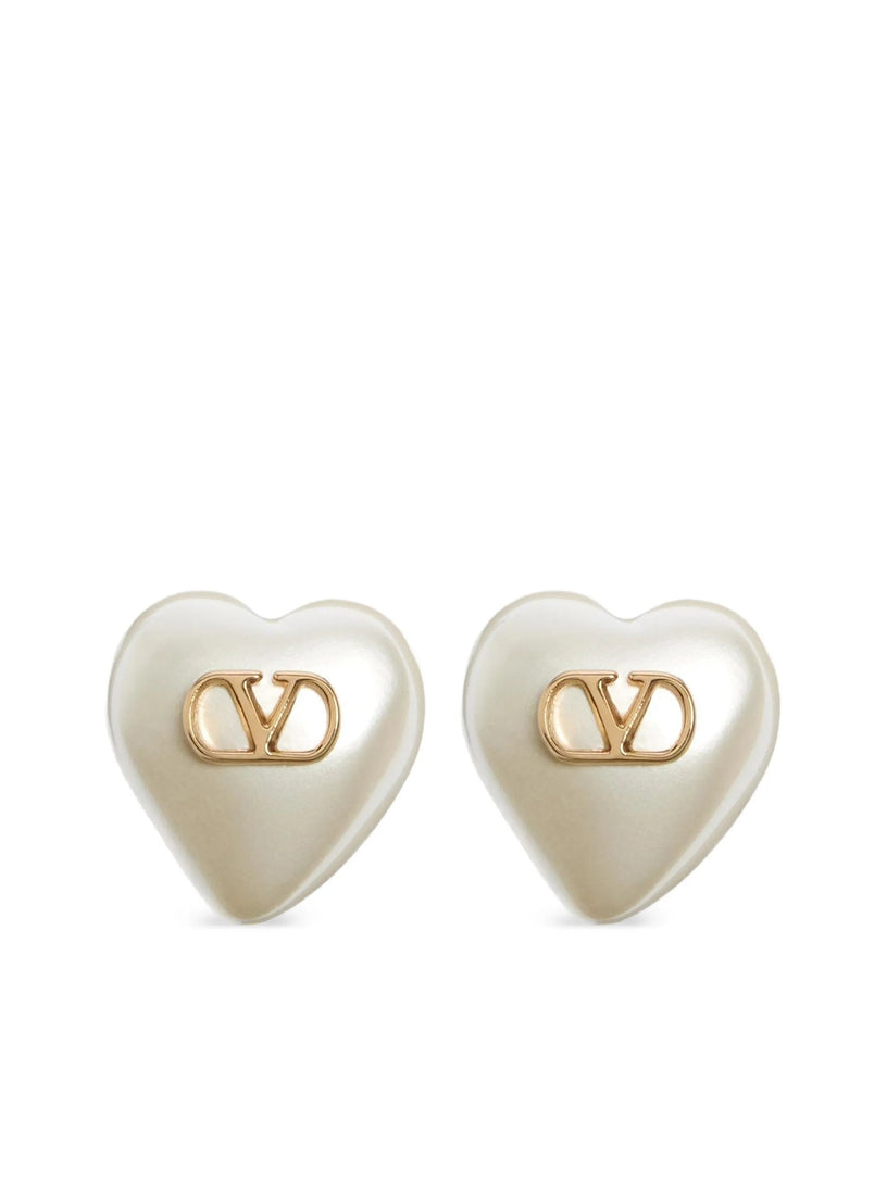 Orecchini VLogo signature in metallo e perle