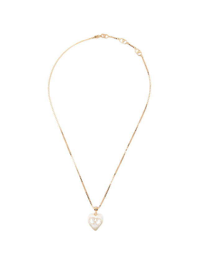 Collana VLogo signature in metallo, perle e cristalli Swarovski®