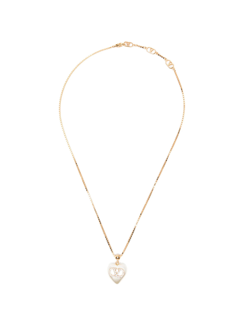 VLogo signature necklace in metal, pearls and Swarovski® crystals