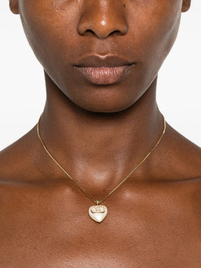 Collana VLogo signature in metallo, perle e cristalli Swarovski®