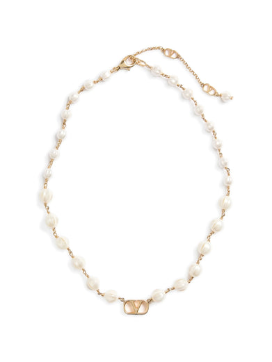 Collana VLogo Signature in Metallo e Perle in Vetro