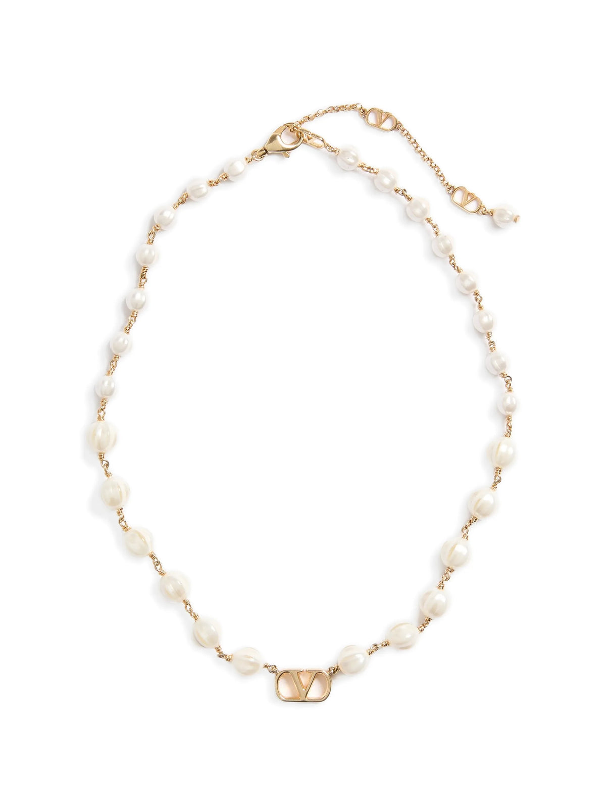 Collana VLogo Signature in Metallo e Perle in Vetro